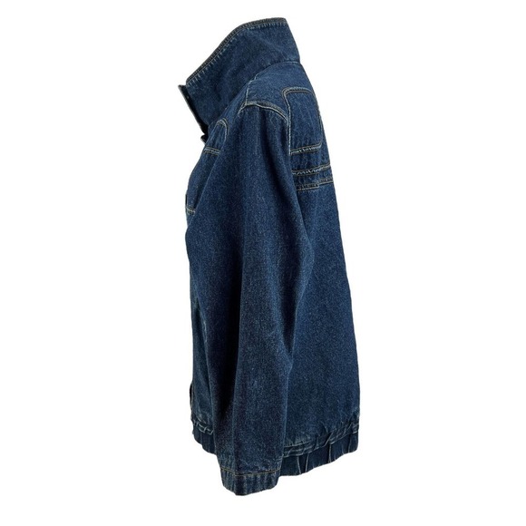 Jeremiah Whipp Womens Blue Denim Collared Pockets Plaid Lined Trucker Jacket S - Picture 5 of 11